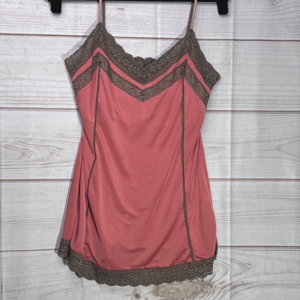 The Limited Vintage Y2K Lace Trim Cami M Fairy Coquette Pink Coral Dark Romantic